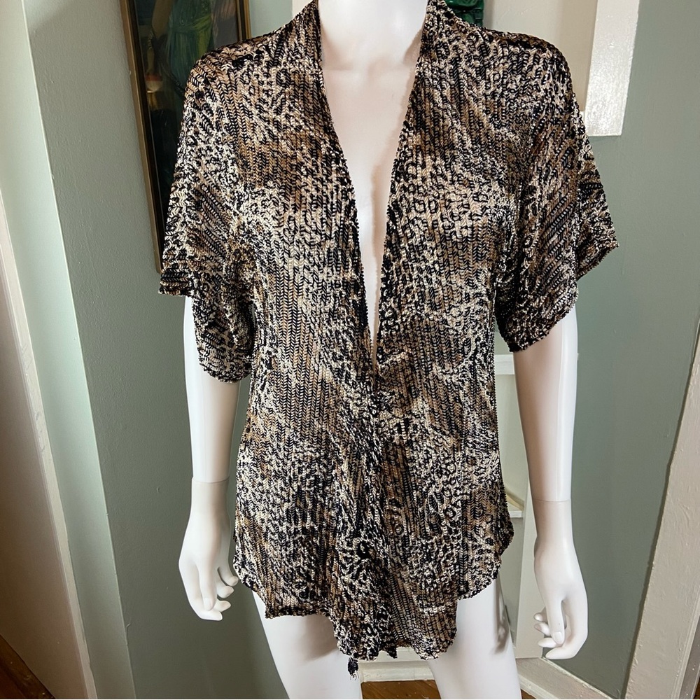 Chico's Size 1 Sheer Leopard Kimono Jacket Swimsuit Beach Pool